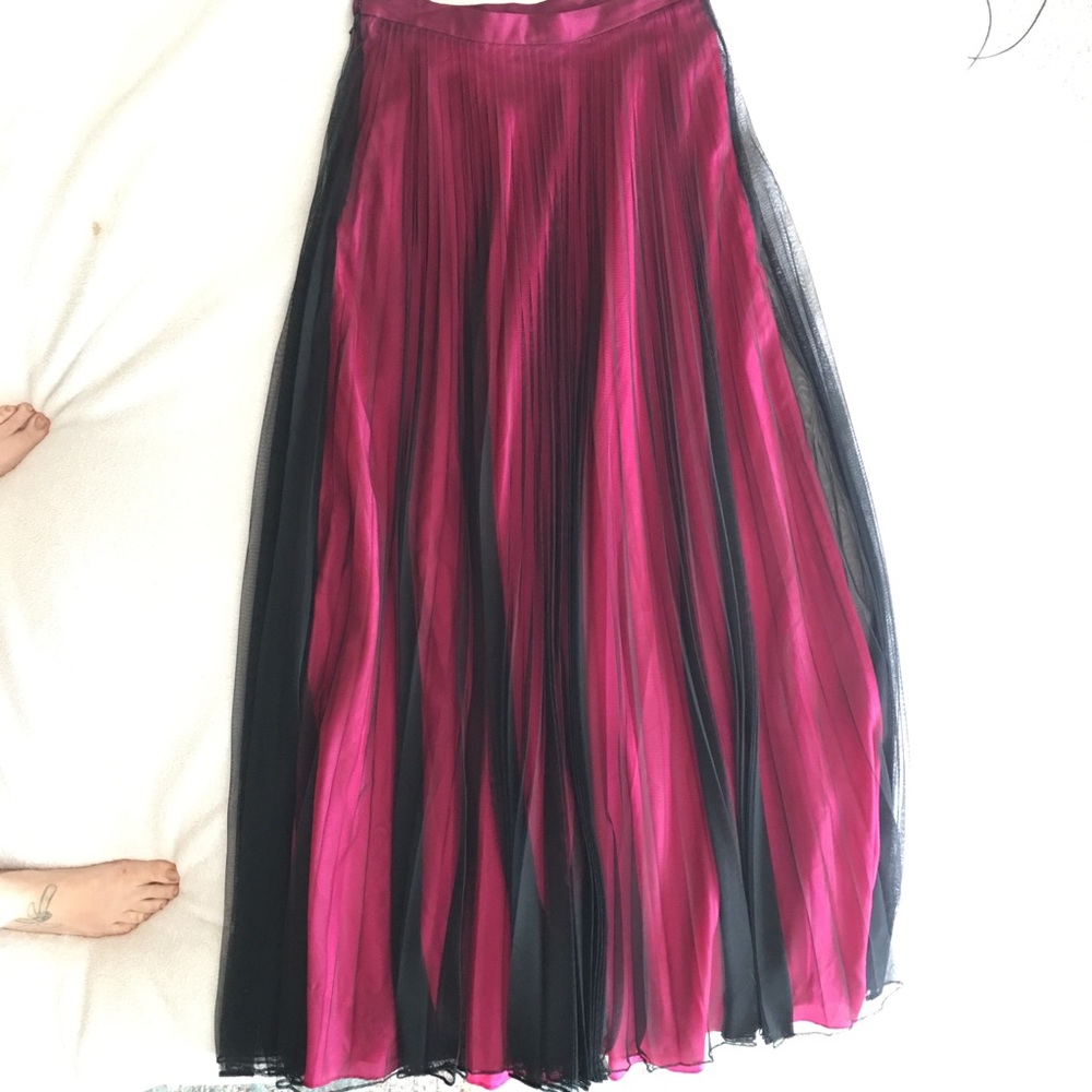 adrianna papell skirt long pleated pink black